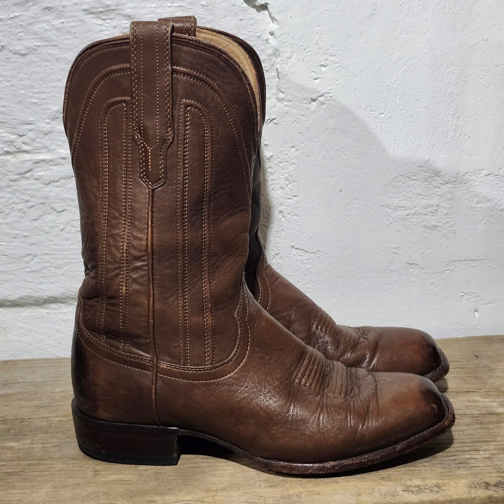 Tecovas Jackson Brown Leather Square Toe Cowboy Boots Mens 10D Handmade Mexico